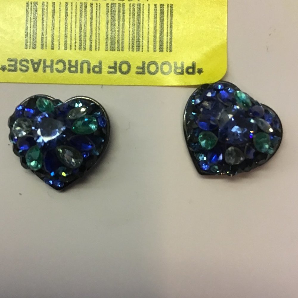 Kate Spade New Deep Blue Glittery 3-D Heart Earrings